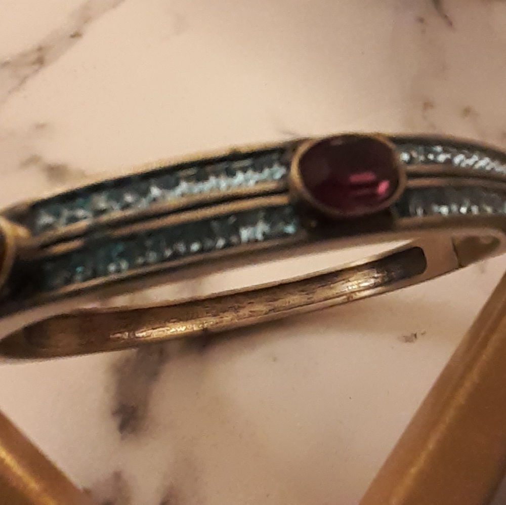 Blue purple Heidi Daus bracelet bangle goldtone